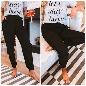 Let's Stay In French Terry Joggers-Black